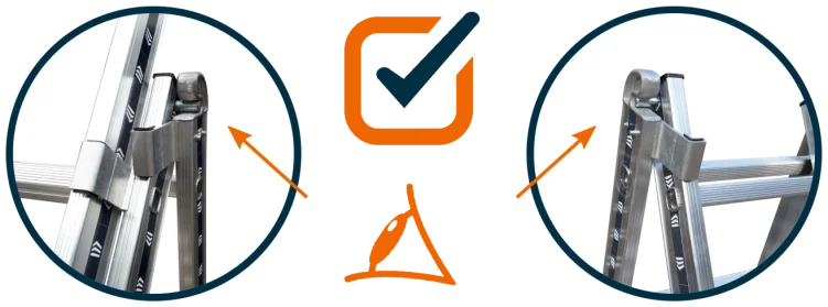 Reformladder controleer pen-haak verbinding Reformladder controleer pen-haak verbinding