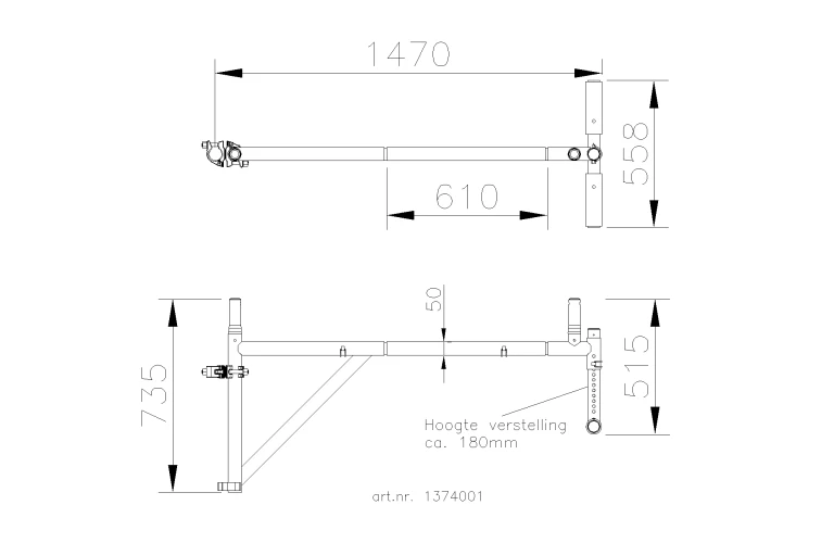 Uitwijkconsole voor Rolsteiger 2,50 m compleet