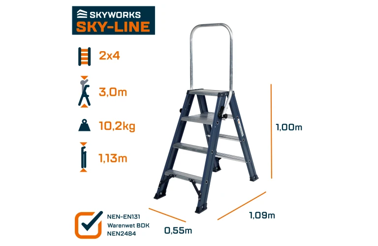 Dubbele trap 2x4 treden Sky-Line